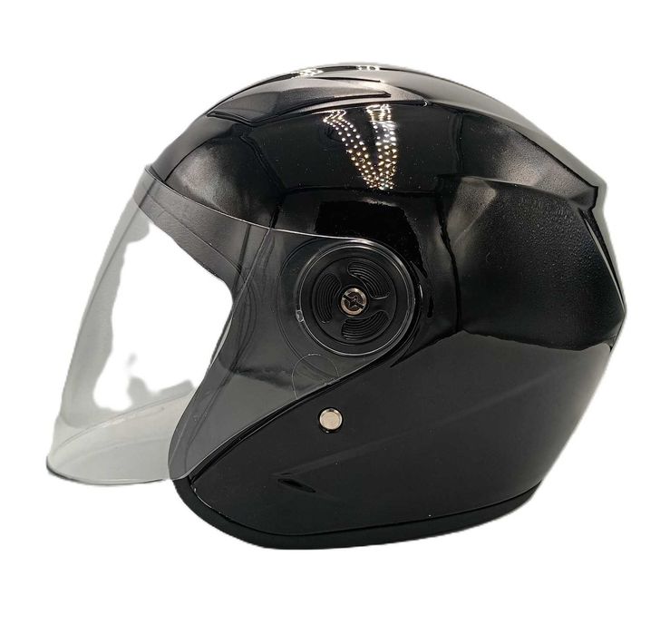 Отворена каска за скутер черен гланц 02021