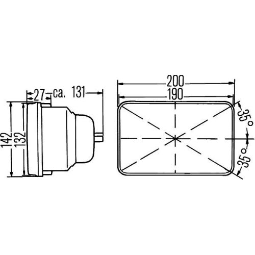 Far Hella 1AE003427021 stg=dr. diametru 200x142mm, cu lumina de pozitie, 12/24V pentru Chevrolet Daihatsu Ford Honda Jeep Mazda Mitsubishi
