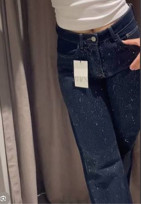 Zara дънки с камъчета, размер 34