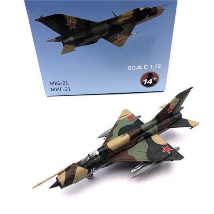 Macheta avion metalica MIG-21 Fishbed scara 1:72 22cm