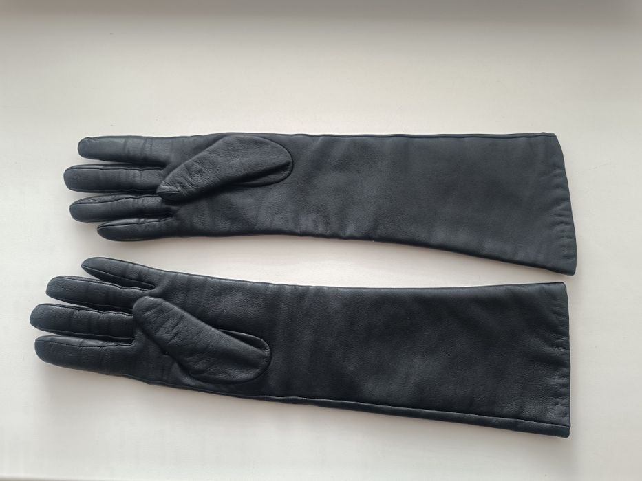 Кожаные женские перчатки до локтя