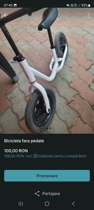 Bicicleta fara pedale