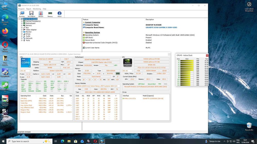 Kit i5-13600kf, Gigabyte B760, RAM 32GB