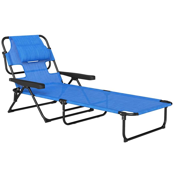 Градински шезлонг Outsunny Sun Lounger, сгъваем, устойчив на атмосферни влияния, 194 см x 72 см x 31 см