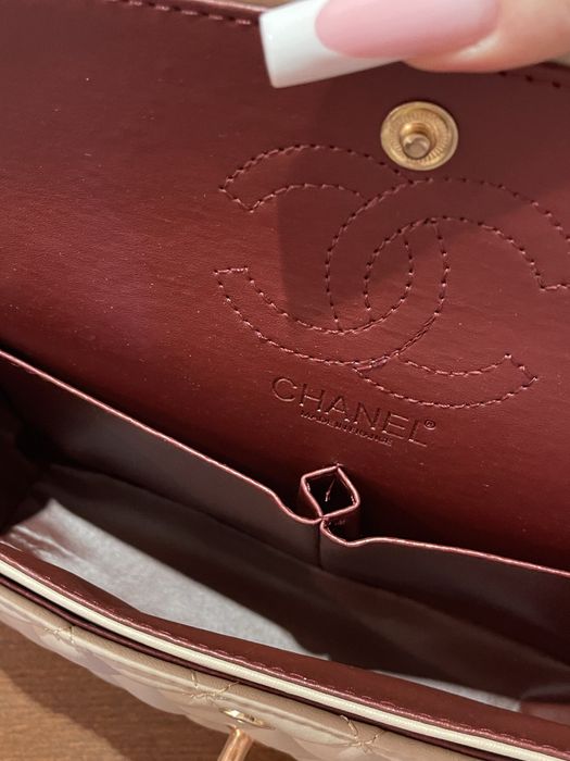 Geanta Chanel crem double flap 25x15x5 cm