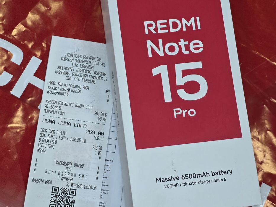 КАТО НОВ 256GB Xiaomi Redmi Note 15 Pro 4G Технополис Гаранция 2028 Black