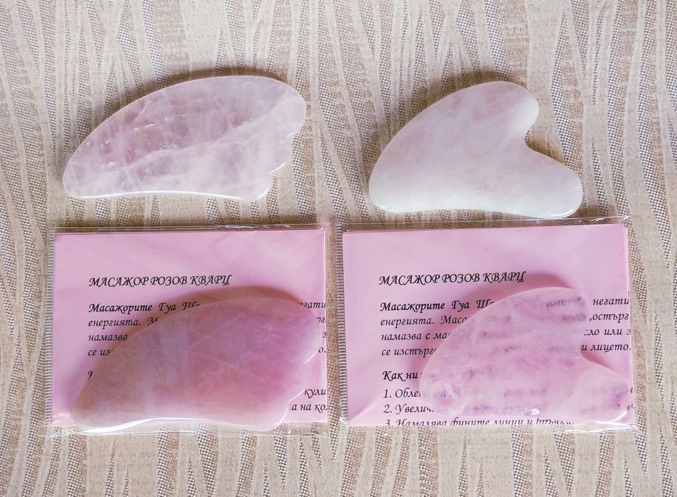 ЛУКС КОМПЛЕКТ ролер и Гуа Ша - аметист кварц нефрит авантюрин КОЛЕДА