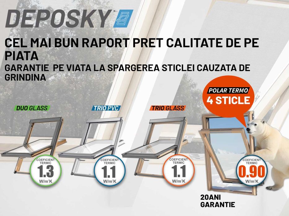 Fereastra mansarda - Deposky, Velux, Roto, Dakea