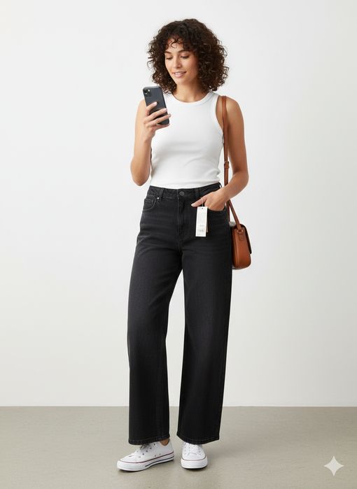 Дамски дънки прав модел Нови