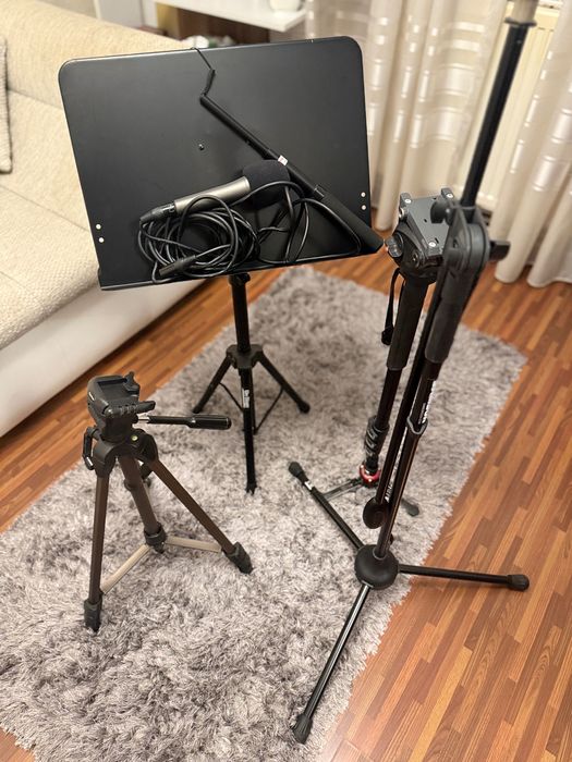 Trepied + monopied + microfon + stative + suport partituri FULL KIT