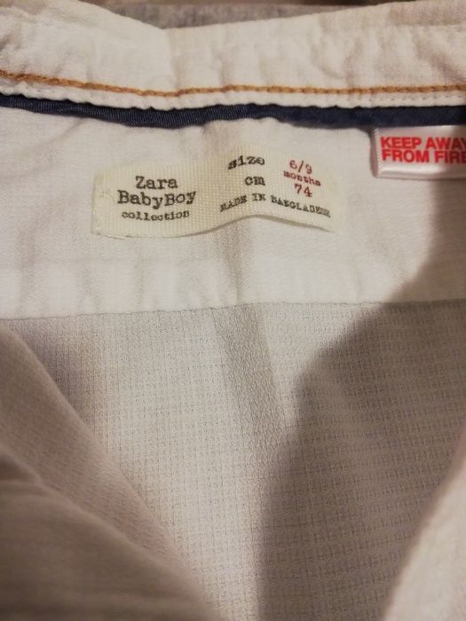 Vand camasi albe Zara Baby, bumbac, marimile 74 cm și 86 cm