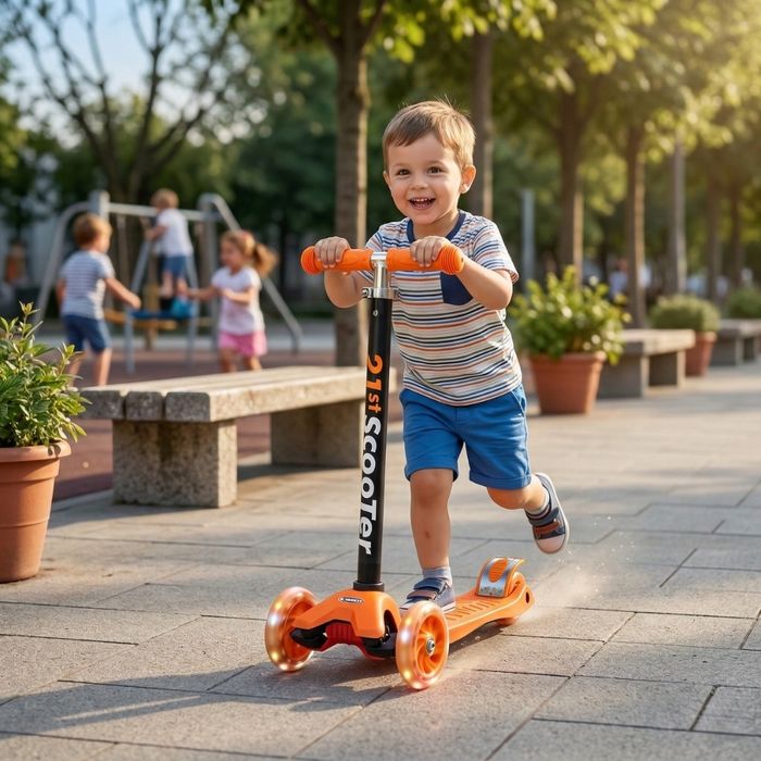 Детска сгъваема тротинетка 21st Scooter със светещи силиконови колела