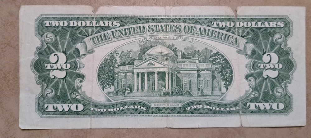 2 долара САЩ, 1963 ,рядък куриоз- двоен печат.