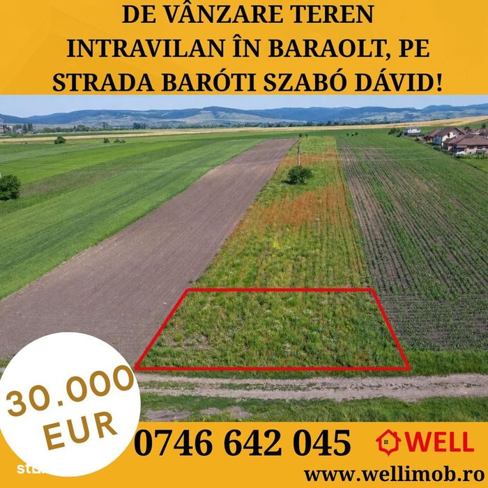 De vânzare teren intravilan în Baraolt, pe strada Baróti Szabó Dávid!