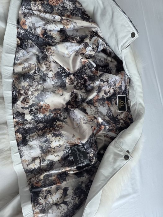 Haina de blană naturală de vulpe Elegance 2 în 1 cu inserții de piele. XL