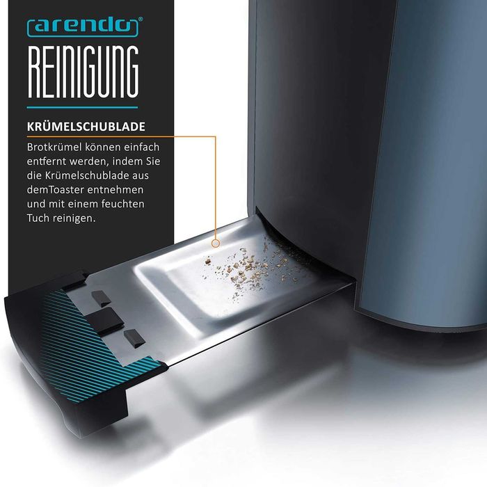 Тостер от неръждаема стомана Arendo, дълъг отвор, 4 филийки,