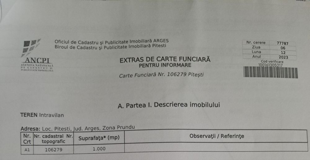 Teren Pitesti zona strada Lanariei