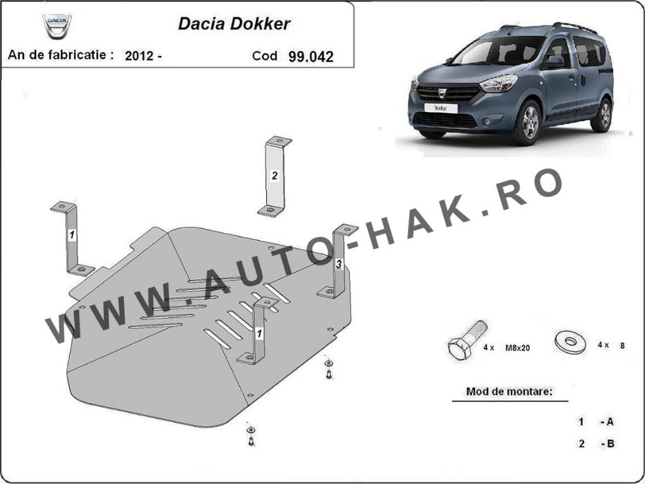 Scut metalic rezervor Dacia Dokker 2012-prezent
