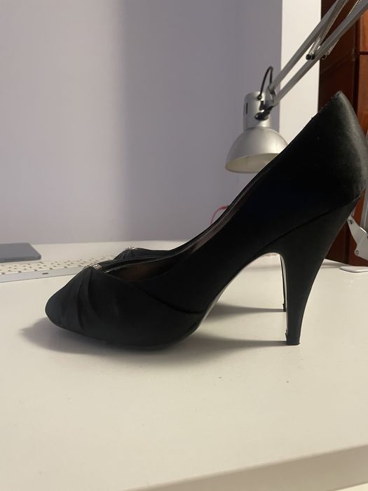 Pantofi Aldo piele + satin toc 10cm, mărime 40