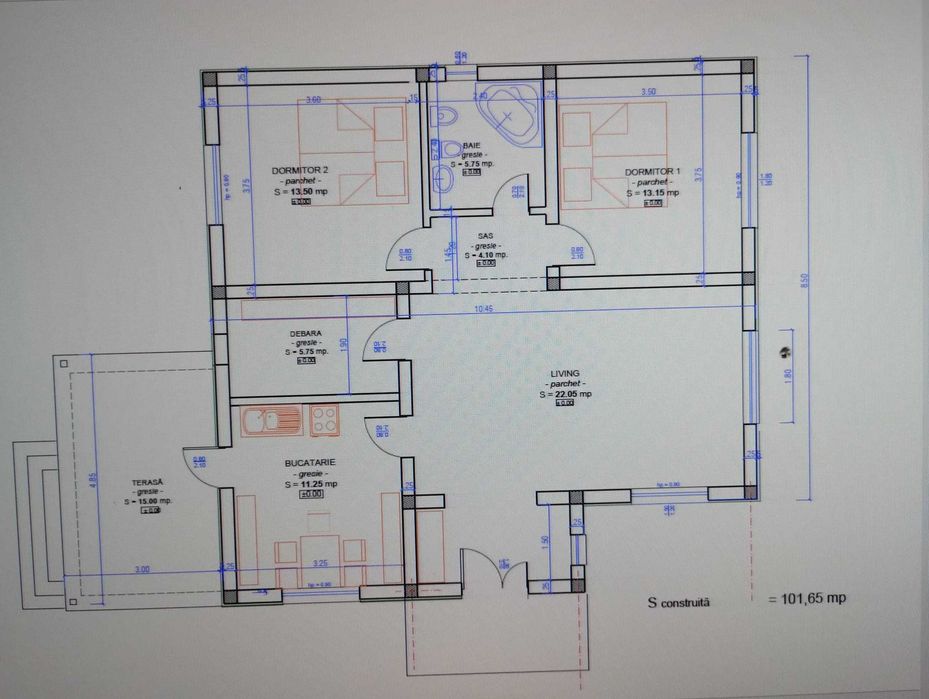 Vanzare casa 140.70 m2,3 camere,posibilitate extindere camere locuibile la mansarda