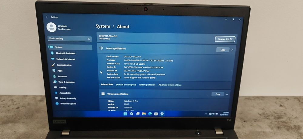 Lenovo Thinkpad T14 i5 generația 10 touchscreen