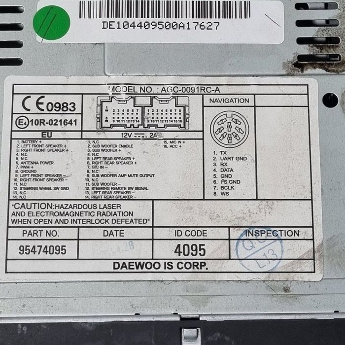 Cd player Chevrolet Captiva Facelift 2011 - 2014 (1440) 95474095