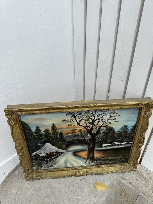 Tablou vintage cu rama aurie