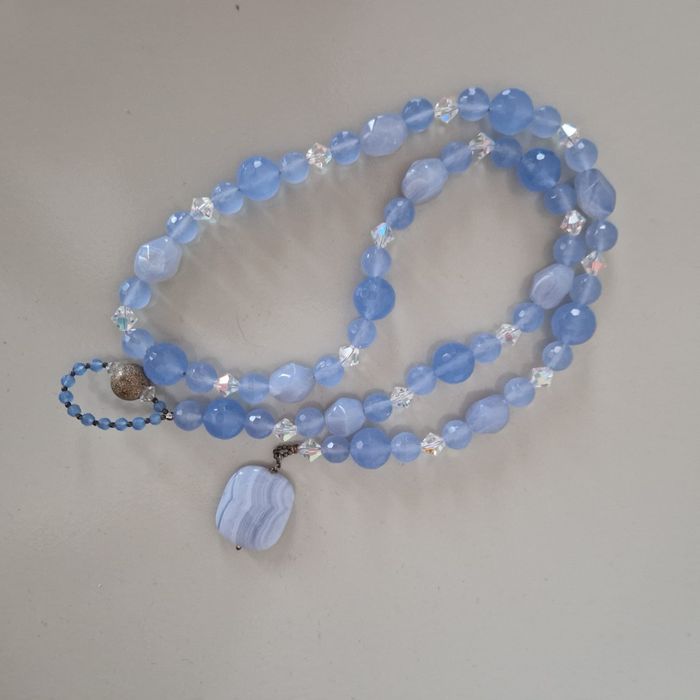 Colier cu pietre Swarovski si acvamarin