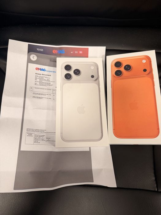 Iphone 17 pro max silver orange nou sigilat garantie emag