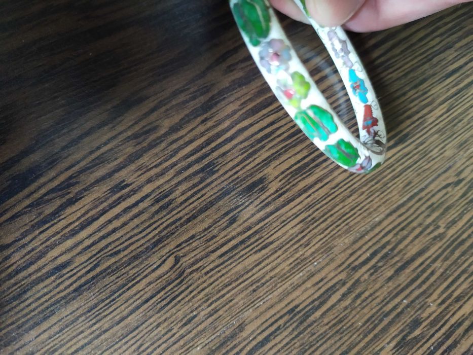 Bratara ceramica / email cu intarsii metalice