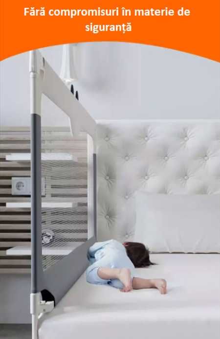 Barieră protecție pat copii pliabilă, metalică, 150 si 180 CM