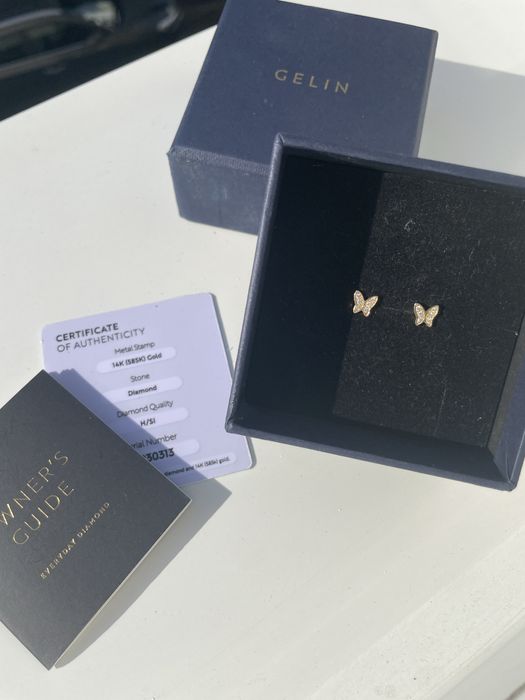 Cercei noi din aur cu diamante