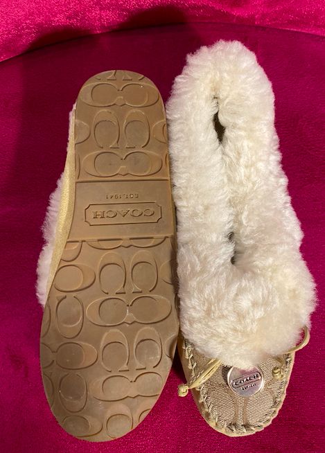 Balerini mocasini COACH - bej cu blana naturala - 37 - purtate o data