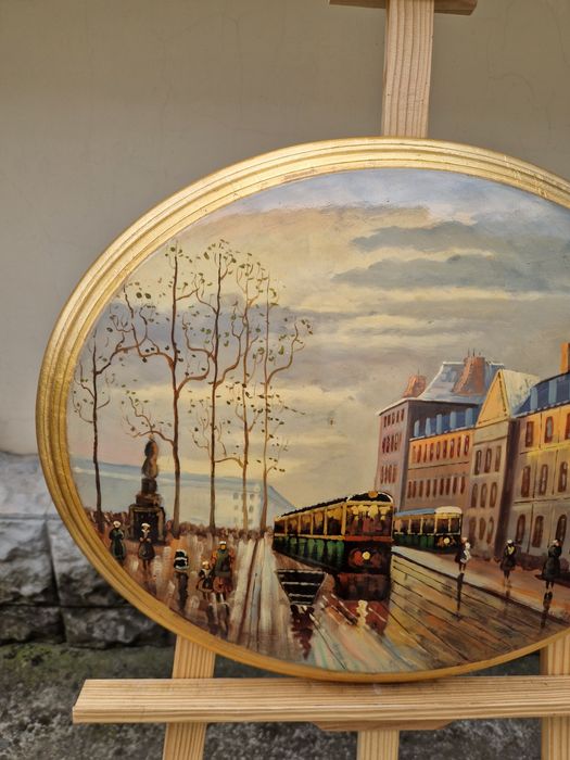 Страхотна антикварна картина масло върху дърво