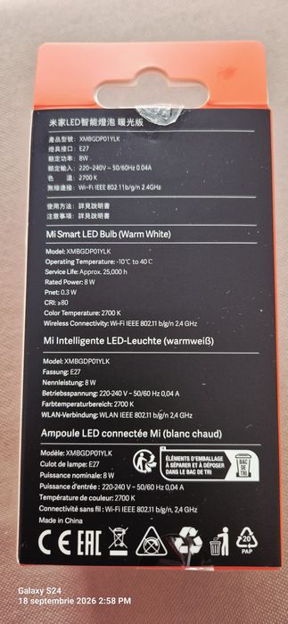 Bec inteligent de la Xiaomi, modelul Mi Smart LED Bulb