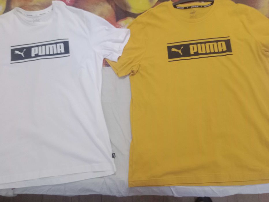 PUMA фланелки XL бяла и жълта оригинални