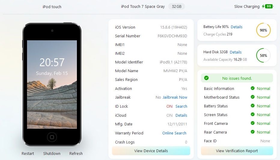 iPod Touch generația 7 - 32GB Space Gray - Baterie 90%