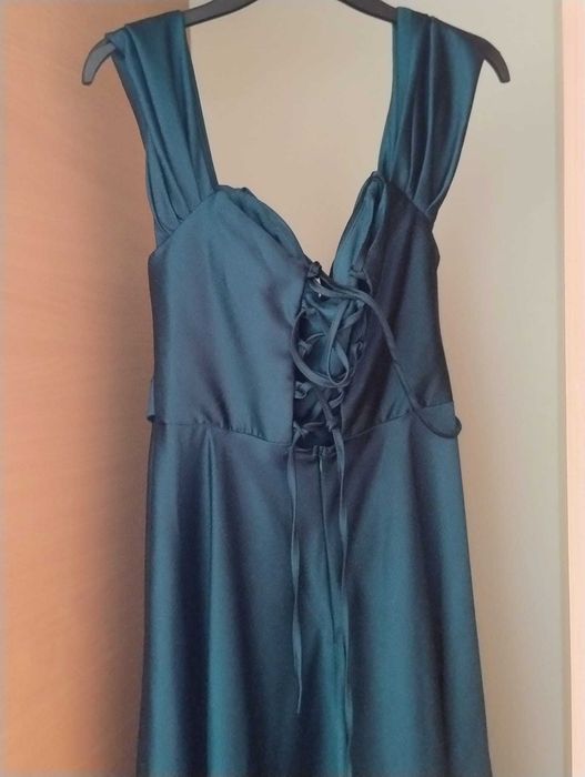 Rochie lunga verde eleganta eveniment
