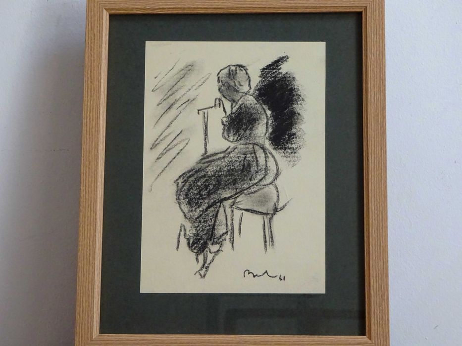 Corneliu Baba, ’Tataroaica pe fotoliu’|Tablou vechi, carbune pe hartie