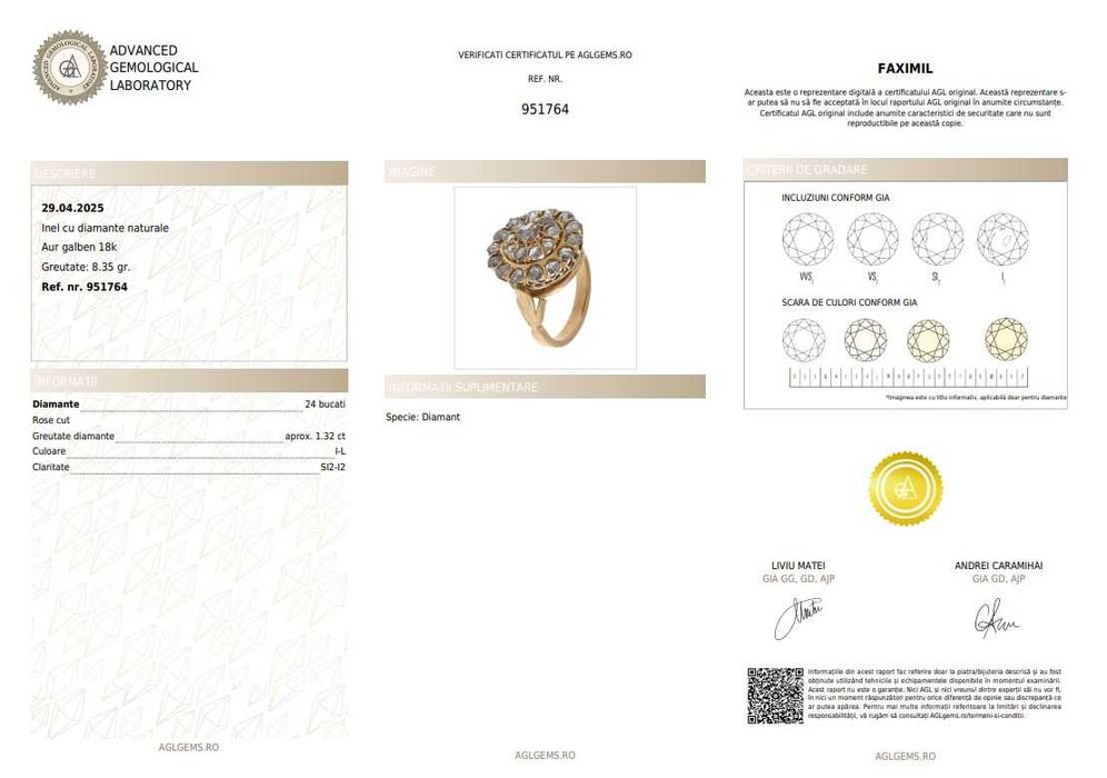 Inel din aur, decorat cu diamante, prima jumătate a sec. XX