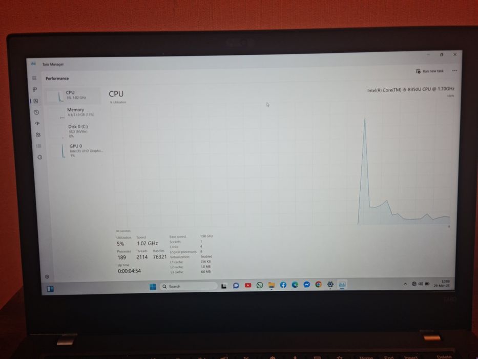 Lenovo ThinkPad T480 Intel I5 vpro 500GB  32GB RAM  stare FOARTE BUNA