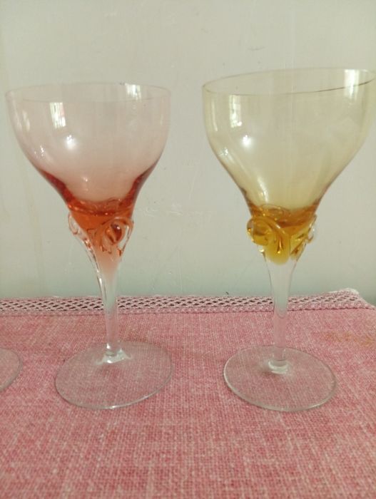 бокалы фужеры цветного стекла Богемия