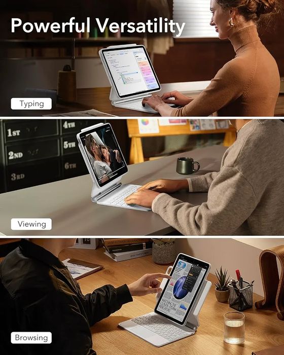 ESR Калъф с клавиатура и тракпад за iPad Air 11", iPad Pro 11" и iPad Air 10.9", бял