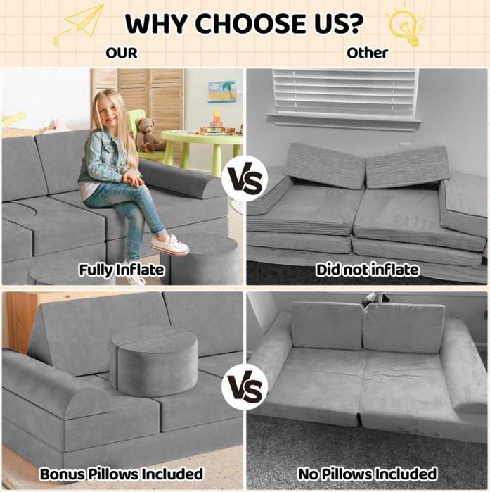 Модулен детски диван за игра / 14 части