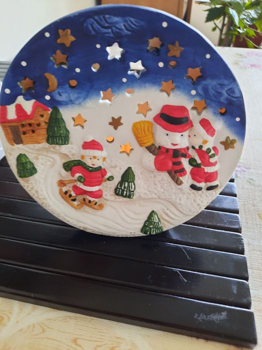 Decorațiune albastra pictata manual