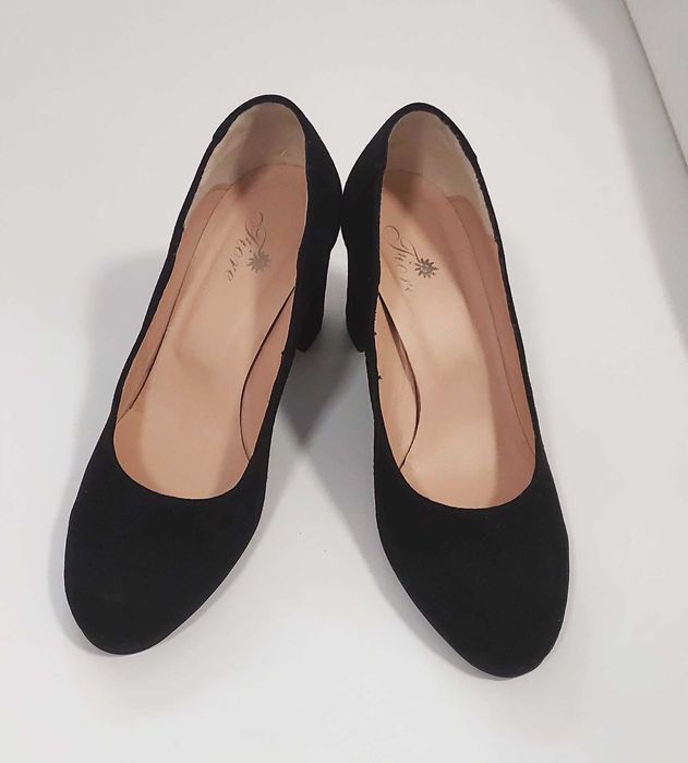 Pantofi din piele naturala intoarsa, negru, masura 35