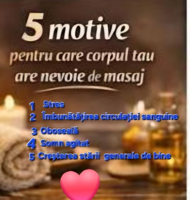 Bună ! Vă ofer masaj de relaxare.