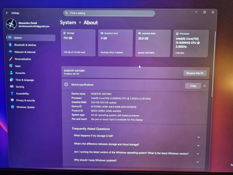 Laptop Gaming Acer Predator 17