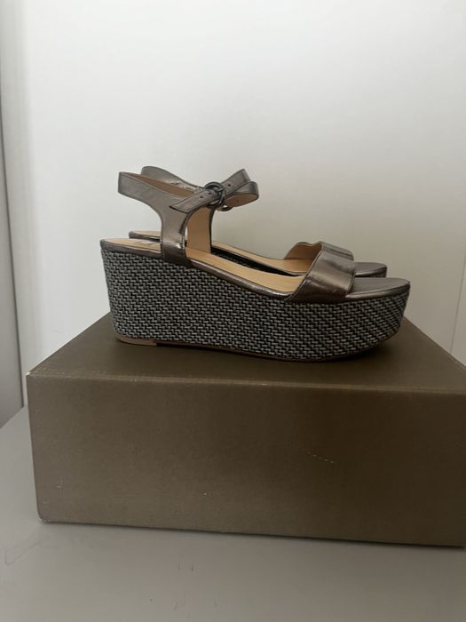 Сандали Естествена Кожа Сребристи EU 39 Bata