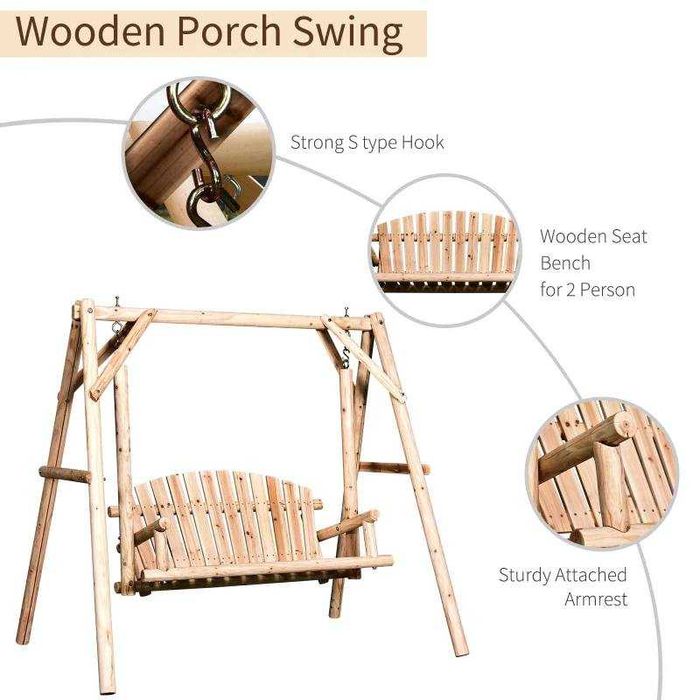 Outsunny Външна градинска люлка за 2 души